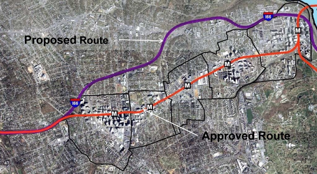 Orange Line - Proposed and Actual Alignments