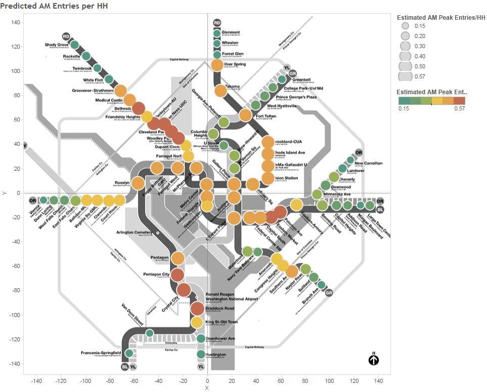 Predicted AM Peak Entries per New Household Pedicted AM Peak Entries per New HH